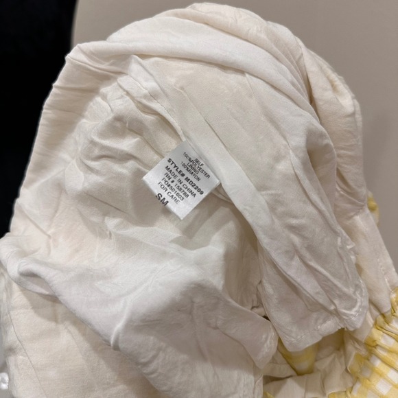 Mable Mellow Yellow Tiered Gingham Maxi Dress Scalloped Cottage Feminine Small - Picture 6 of 6